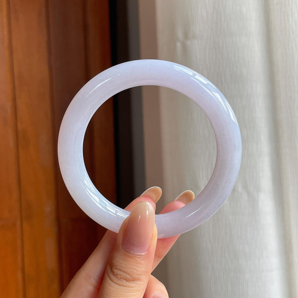 糯冰紫罗兰翡翠圆条手镯（56mm)（yc415548）