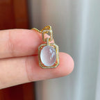 18k金钻镶冰种无色翡翠蛋面（yc255696）