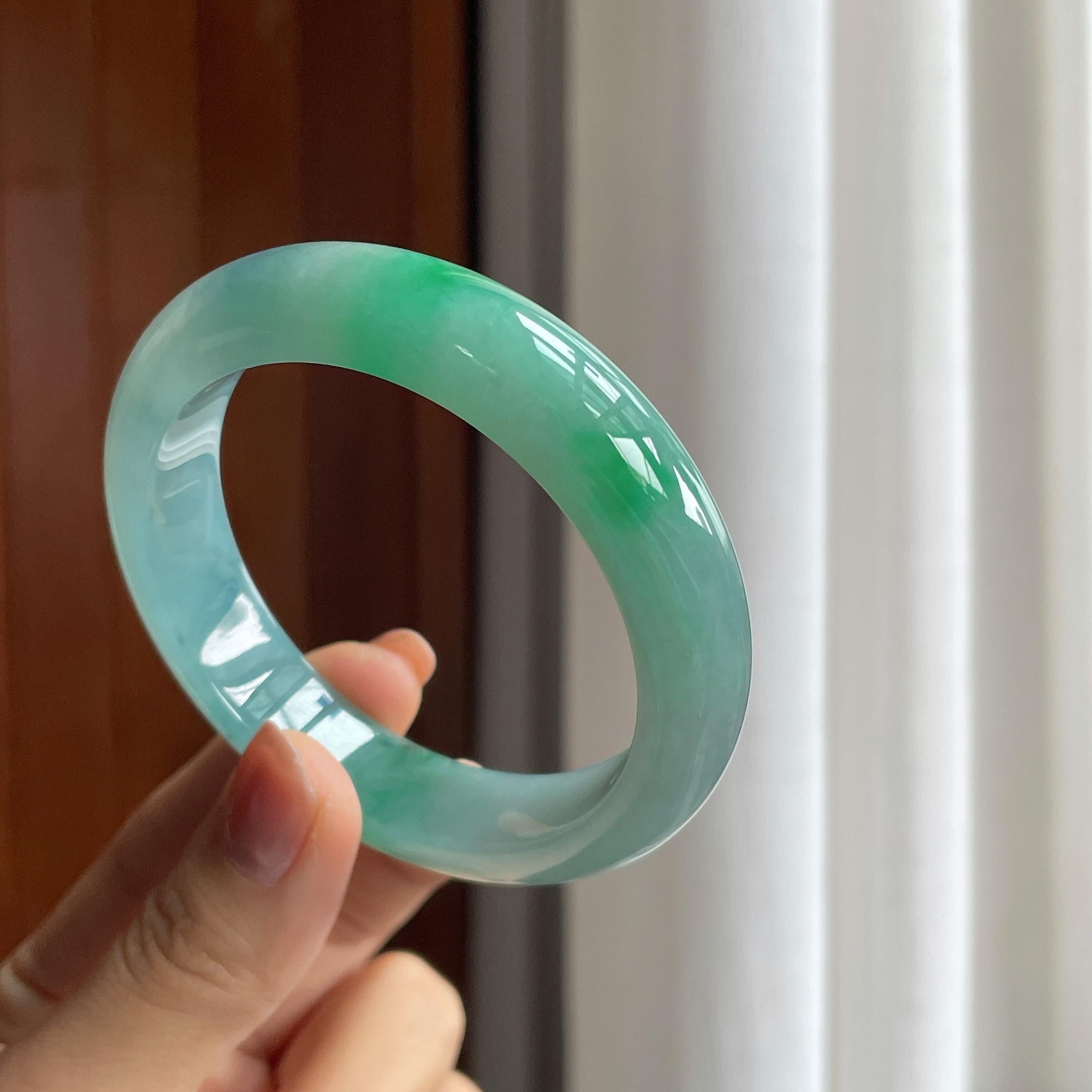 糯冰特色翡翠平安镯（54.5mm）（yc286479）
