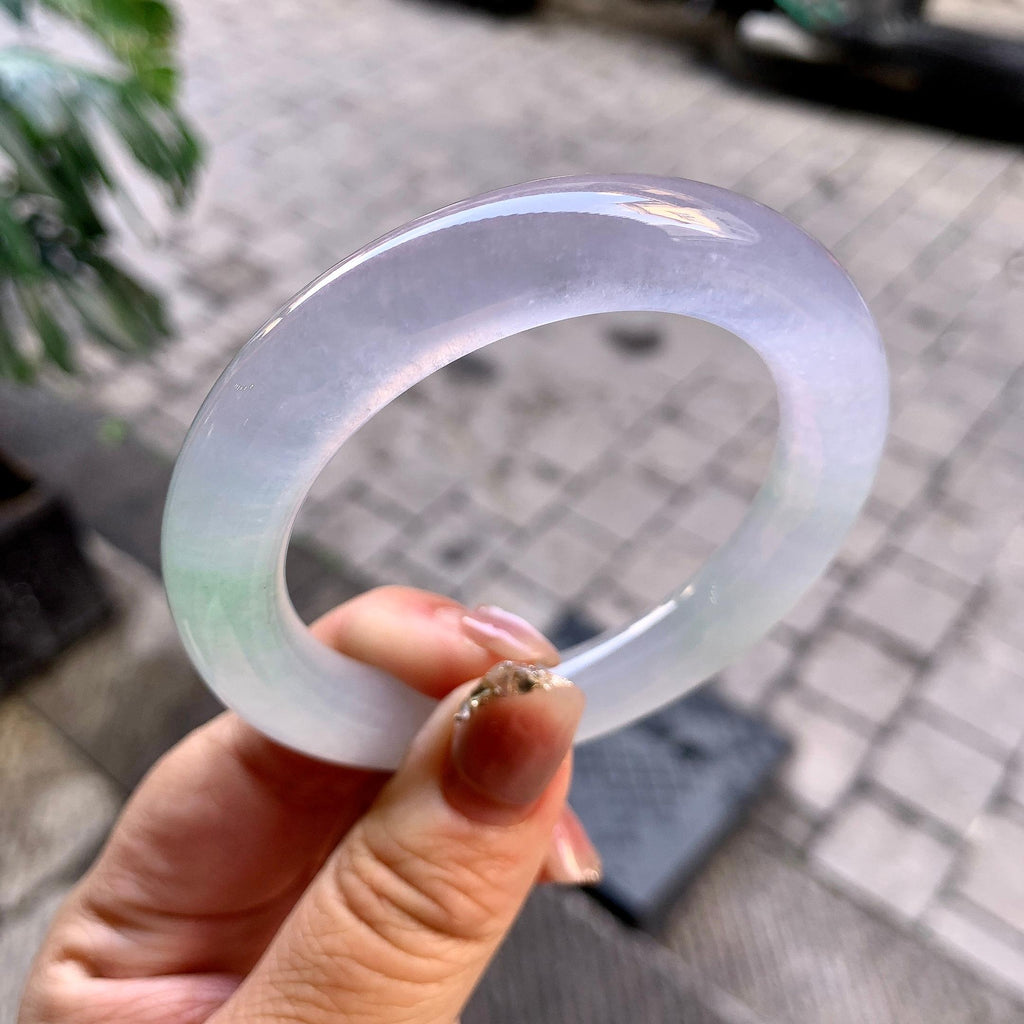 冰种淡春彩圆条手镯（54.7mm）（yc292640）