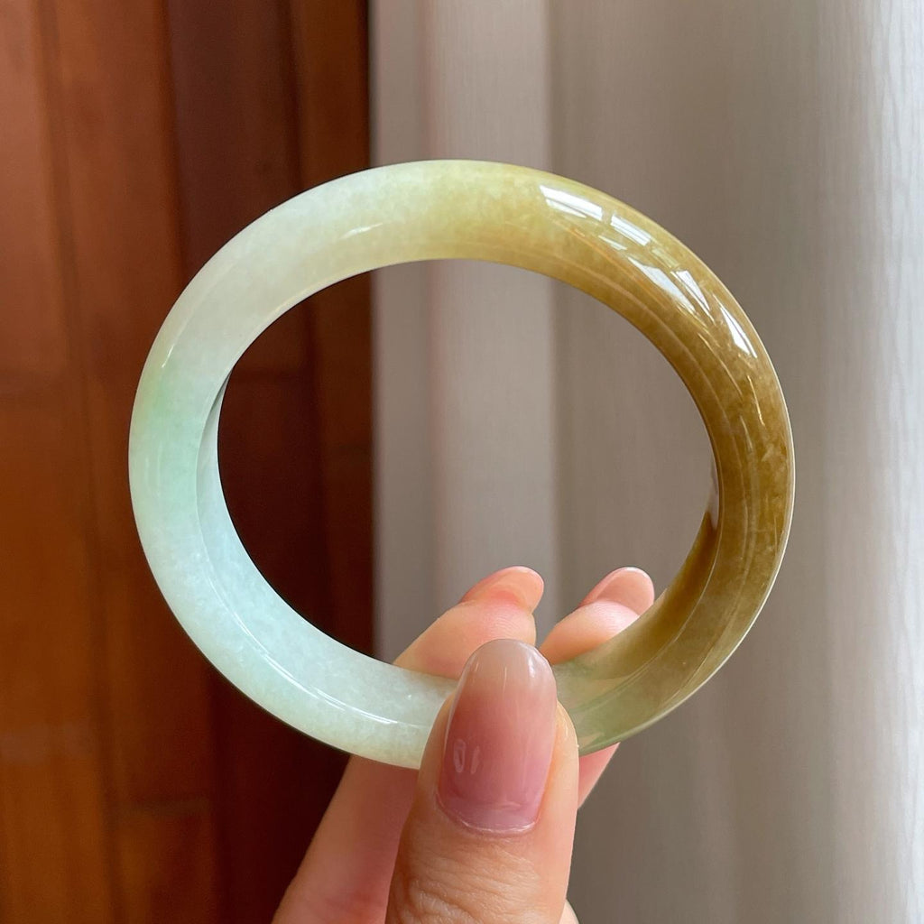 冰种黄翡翡翠平安镯（53mm)（yc345409）