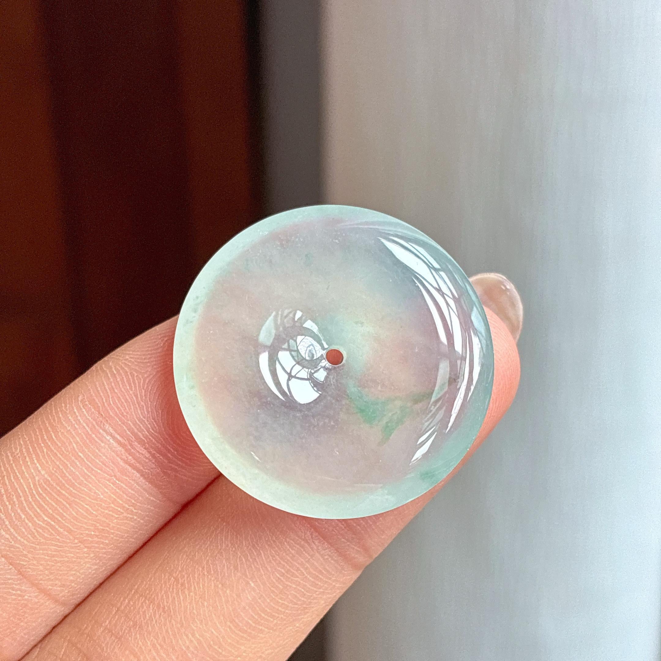 冰种起光飘花平安扣天然缅甸A货翡翠（yc440866）