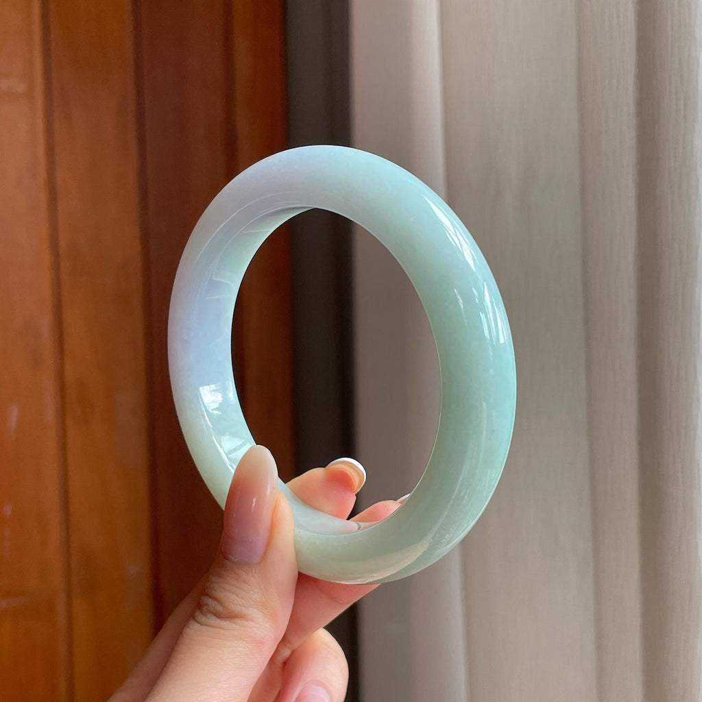 糯种带色翡翠平安镯（60.2mm)（yc406289）
