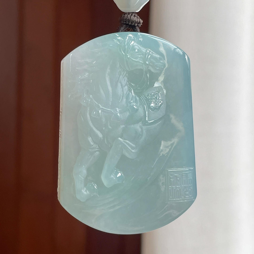 糯冰蓝底翡翠马牌（yc422929）