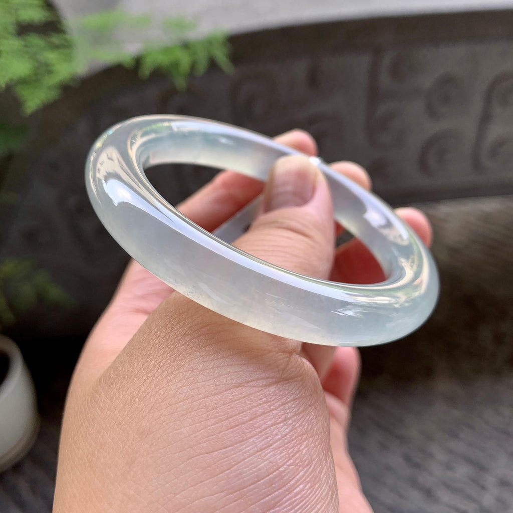冰种淡晴底圆条手镯（53mm）