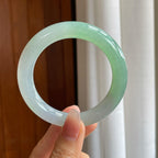冰种晴绿底翡翠圆条手镯（55mm）（yc314117）