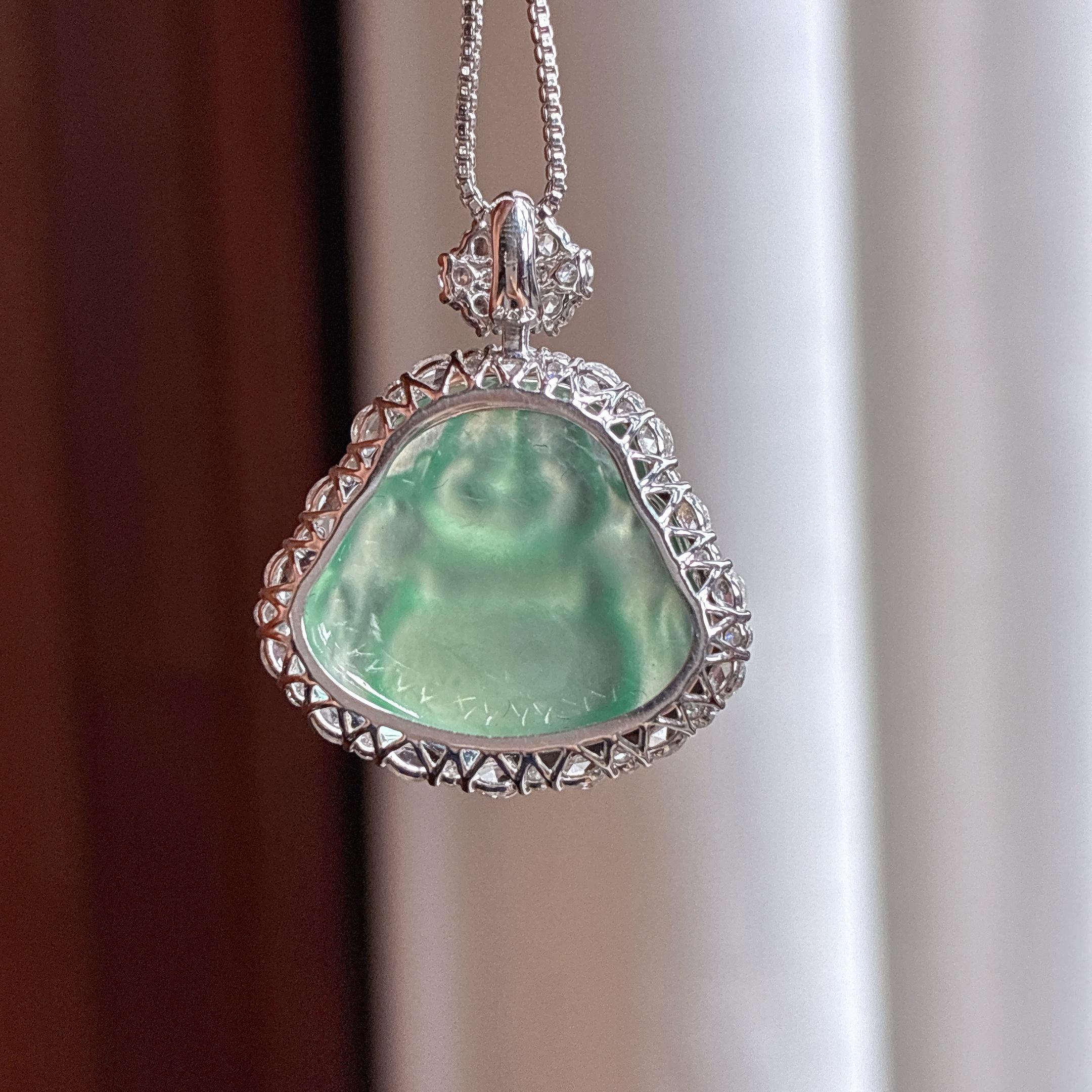 Phật Công Tuyết Lục Trên Nền Vàng 18k Ngọc Phỉ Thúy Tự Nhiên Loại A Myanmar (yc450370)