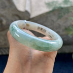细糯种飘花飘黄翡正圈平安镯55.6圈      天然缅甸A货翡翠（yc424807）