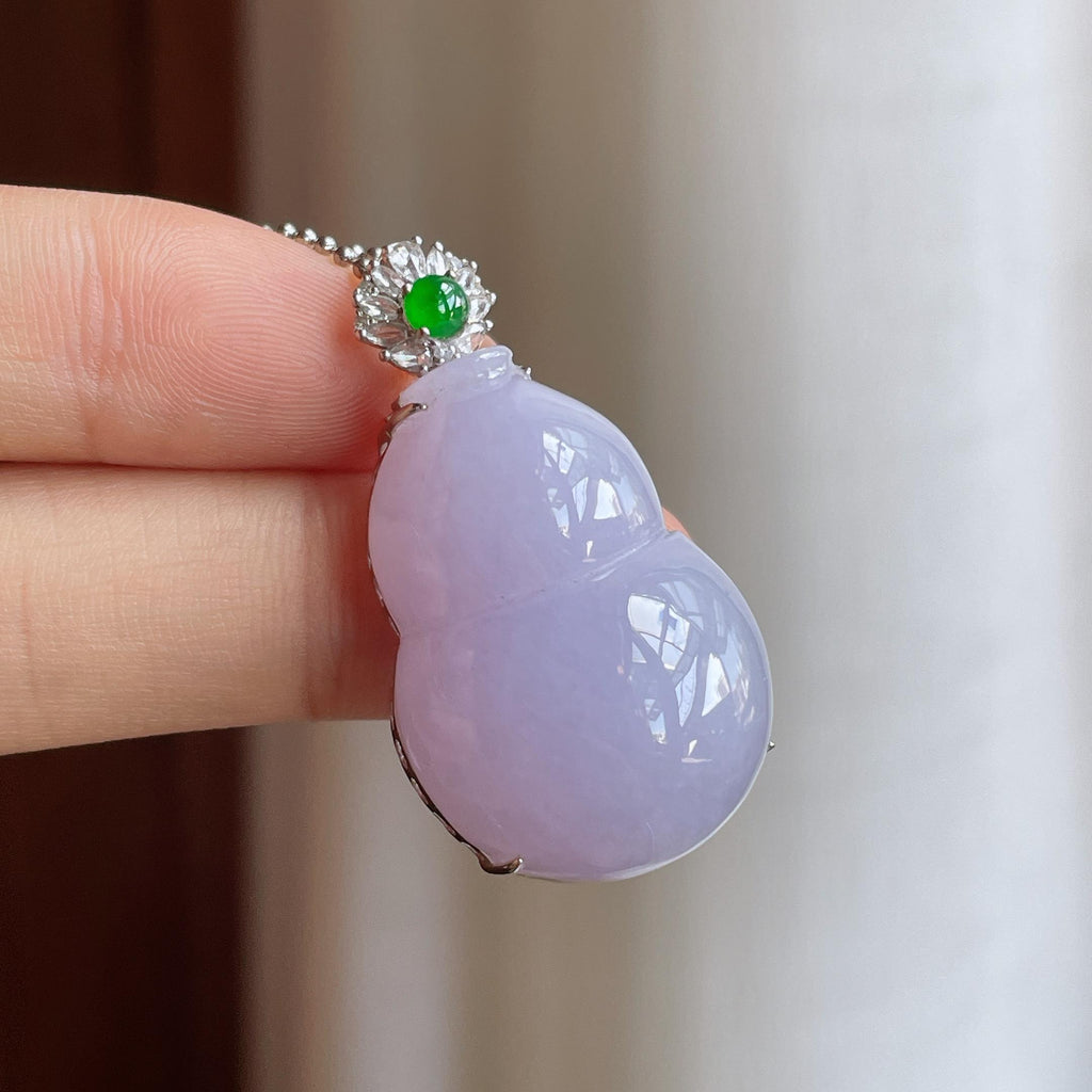 18k金钻镶糯冰紫罗兰翡翠葫芦（yc288133）