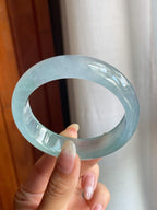 冰玻种蓝底翡翠平安镯（57.5mm）（yc220808）