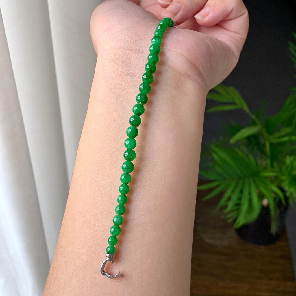 糯冰种满绿小米珠手链（yc221409）