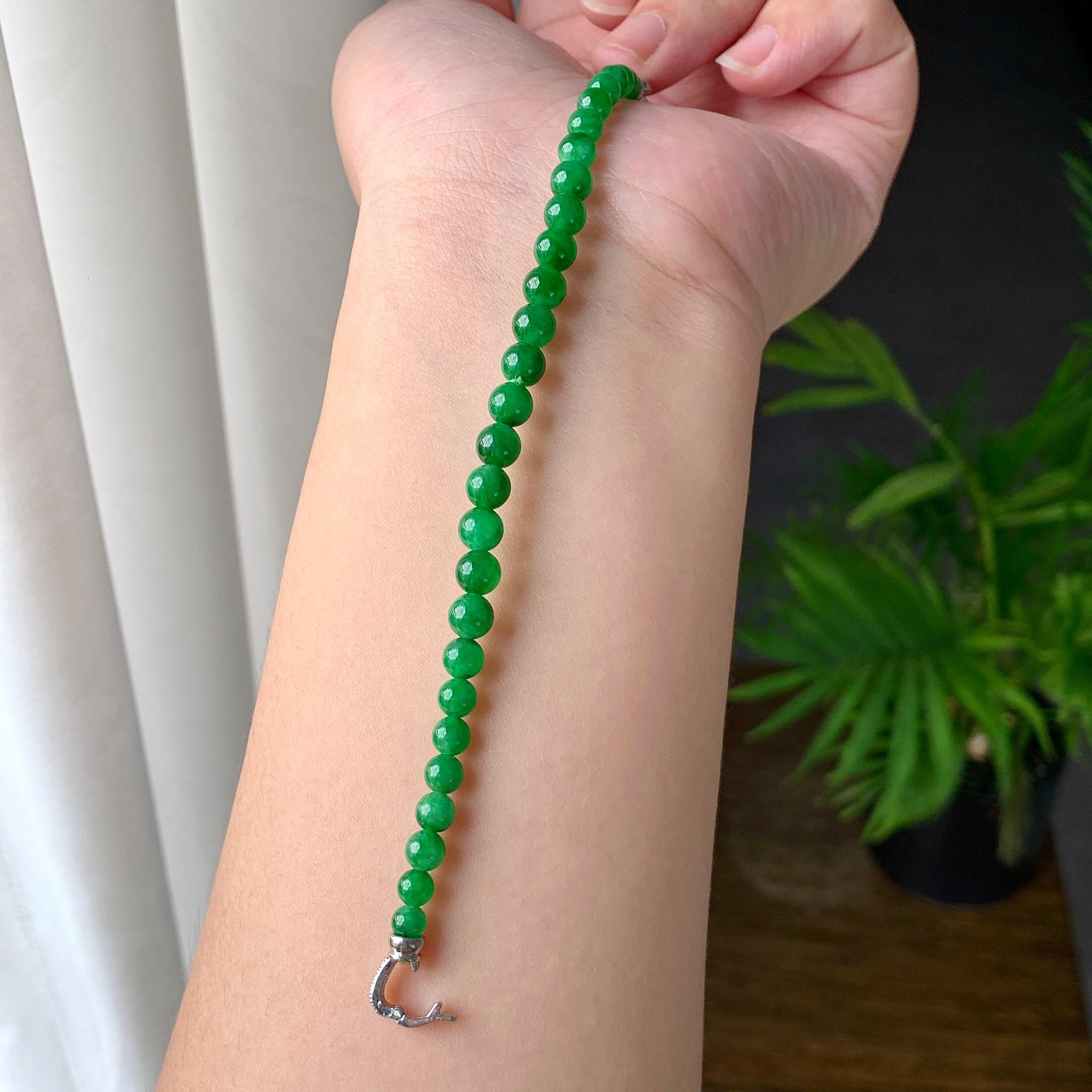 糯冰种满绿小米珠手链（yc221409）