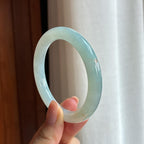 糯冰蓝晴圆条手镯  54圈天然缅甸A货翡翠（yc440160）