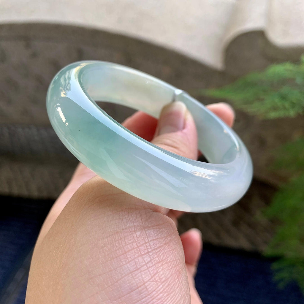 糯冰种晴水飘黄翡宽版轮胎手镯（52.2mm）（yc249465）