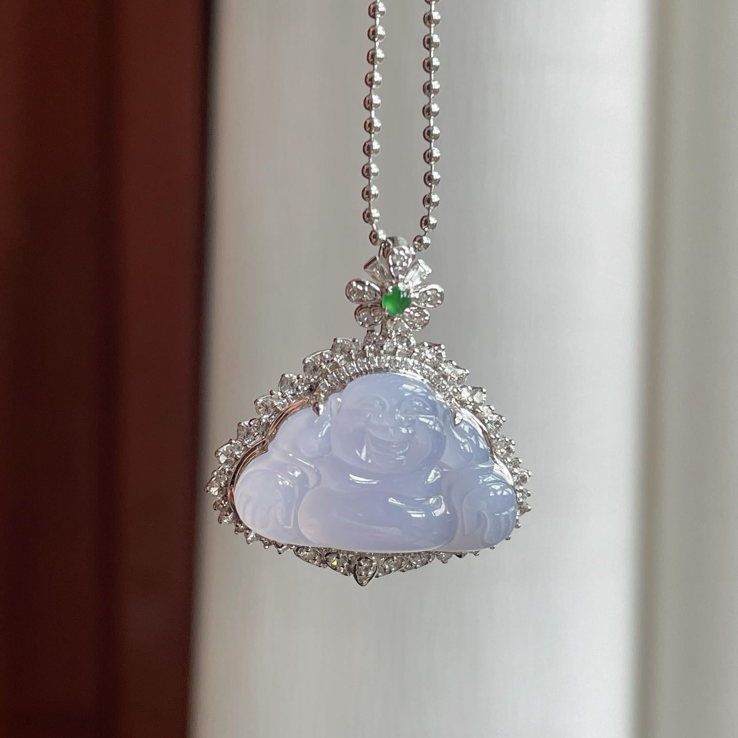 18k金钻镶冰种紫罗兰翡翠佛公（yc185584）