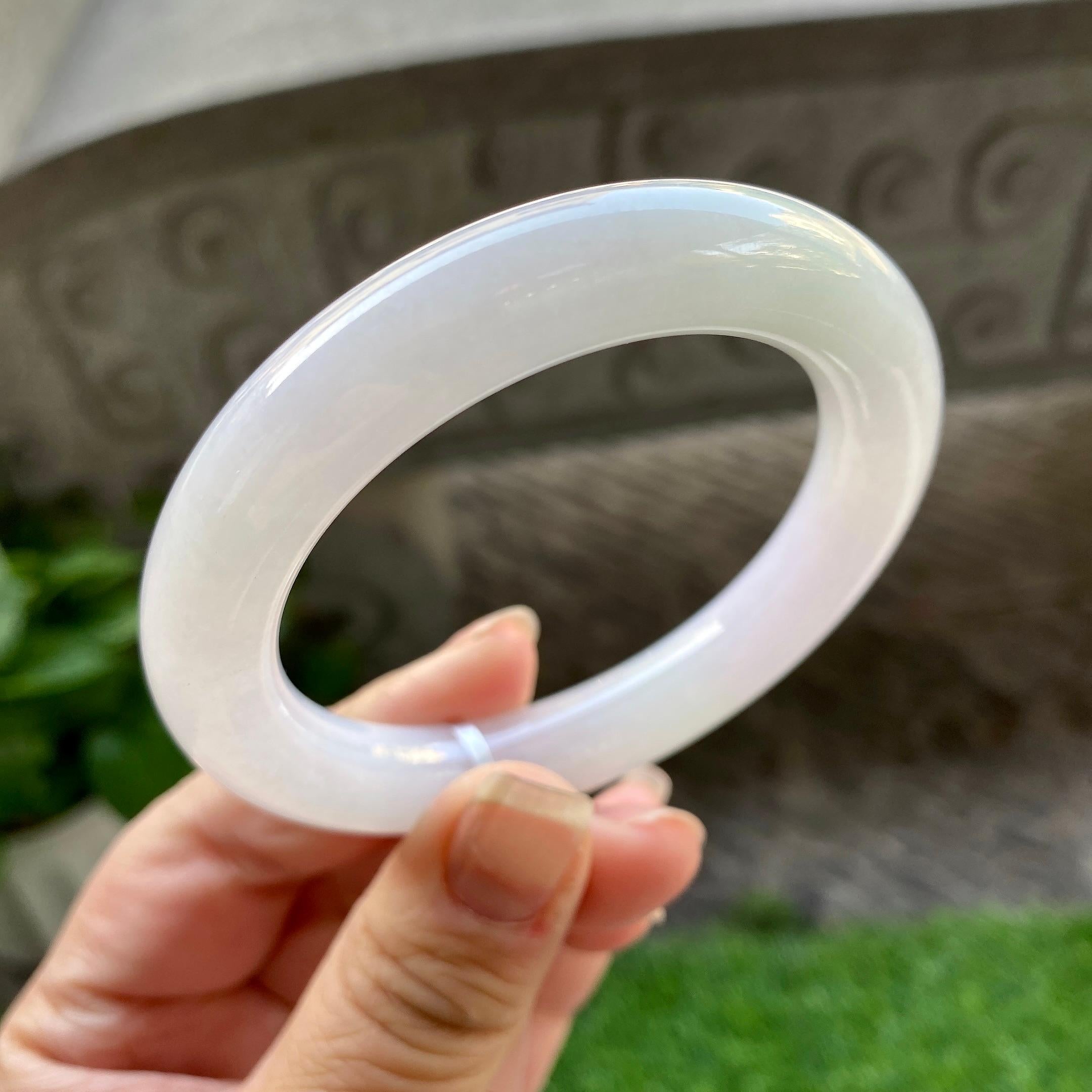 细糯种淡粉底圆条手镯（54.3mm）（yc304774）