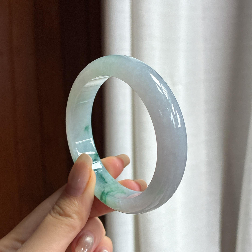 细糯种飘花正圈平安镯 56圈 天然缅甸A货翡翠（yc454404）