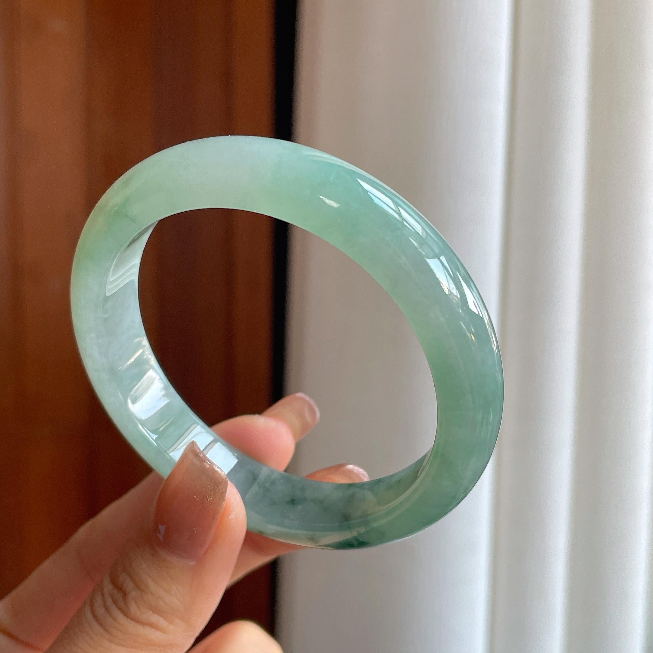 糯冰飘花翡翠平安镯（57.3mm）（yc366940）
