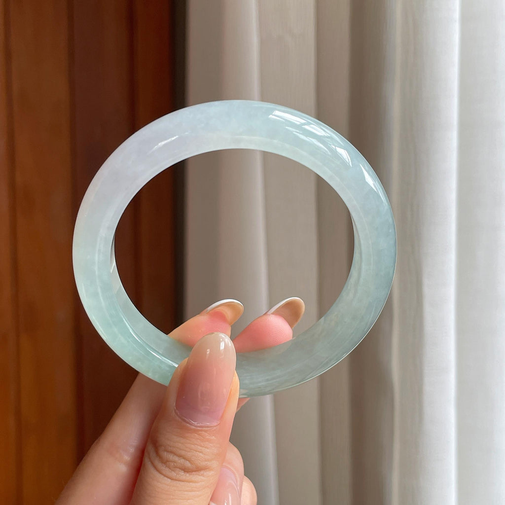 糯冰半山半水翡翠平安镯（55.5mm)（yc414433）