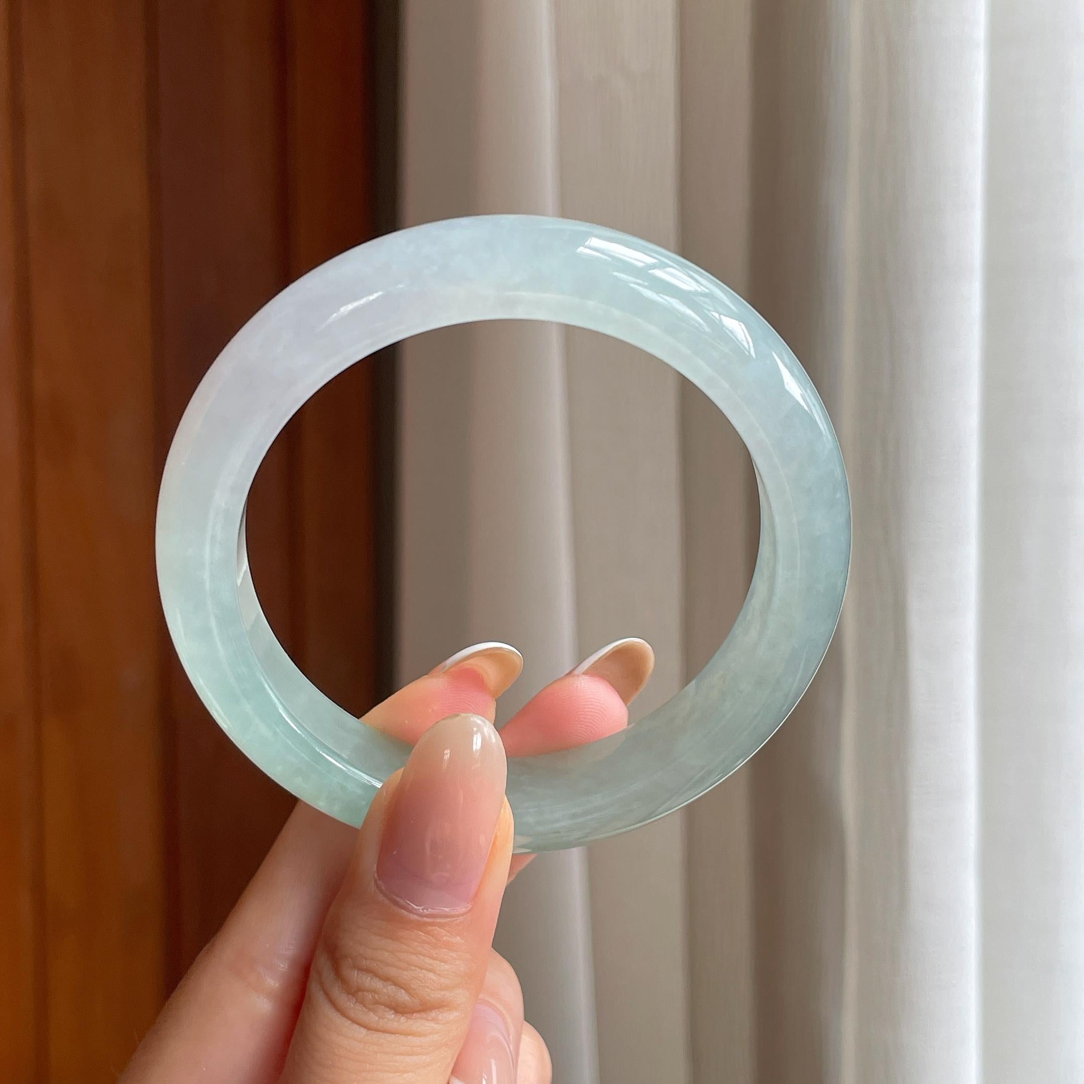 糯冰半山半水翡翠平安镯（55.5mm)（yc414433）