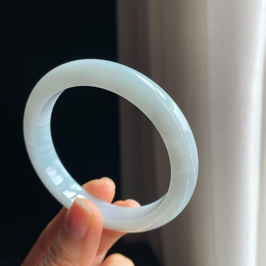 糯冰带色翡翠平安镯（58.2mm)（yc348933）