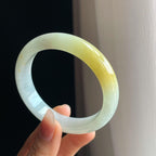 糯冰带黄翡翡翠平安镯（58mm)（yc323703）
