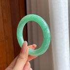 糯冰满绿翡翠圆条手镯（55mm)（yc419488）