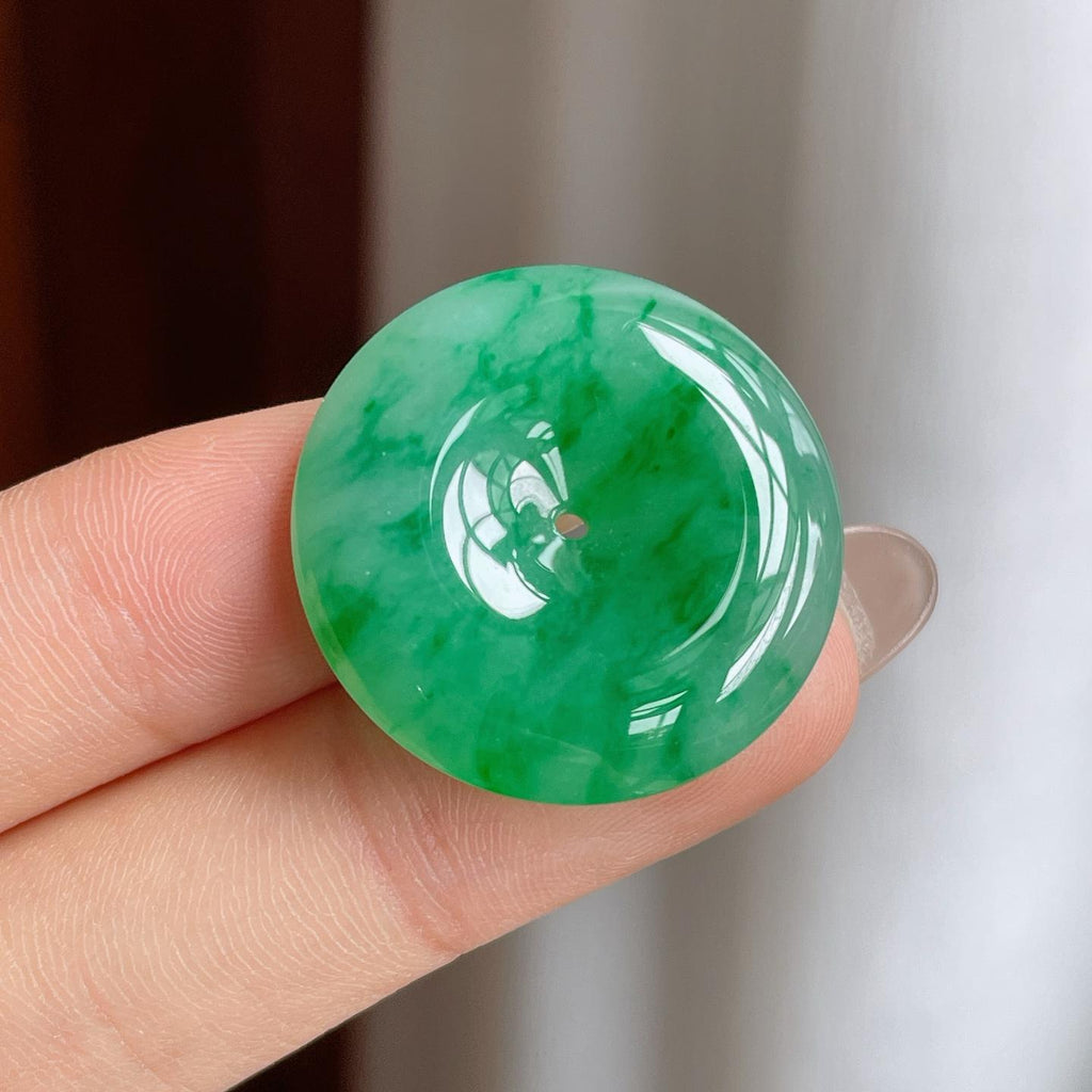 糯冰带色翡翠平安扣（yc240427）