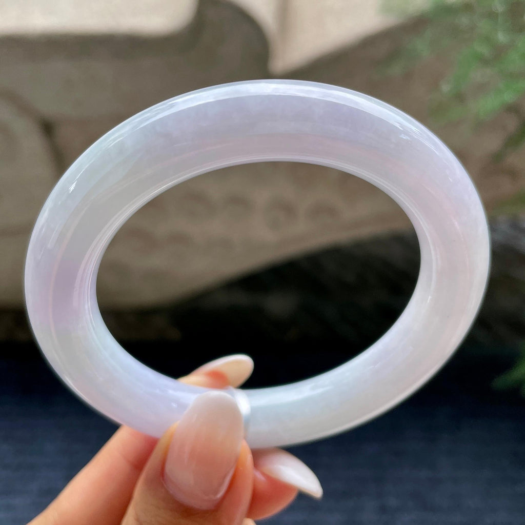 细糯种淡紫罗兰圆条手镯    55.5圈     天然缅甸A货翡翠（yc416464）