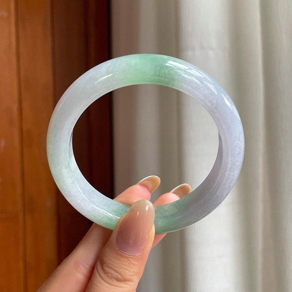 糯冰淡春底翡翠平安镯（56.3mm)（yc407454）