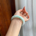 糯冰种飘绿花翡翠平安镯（56mm）