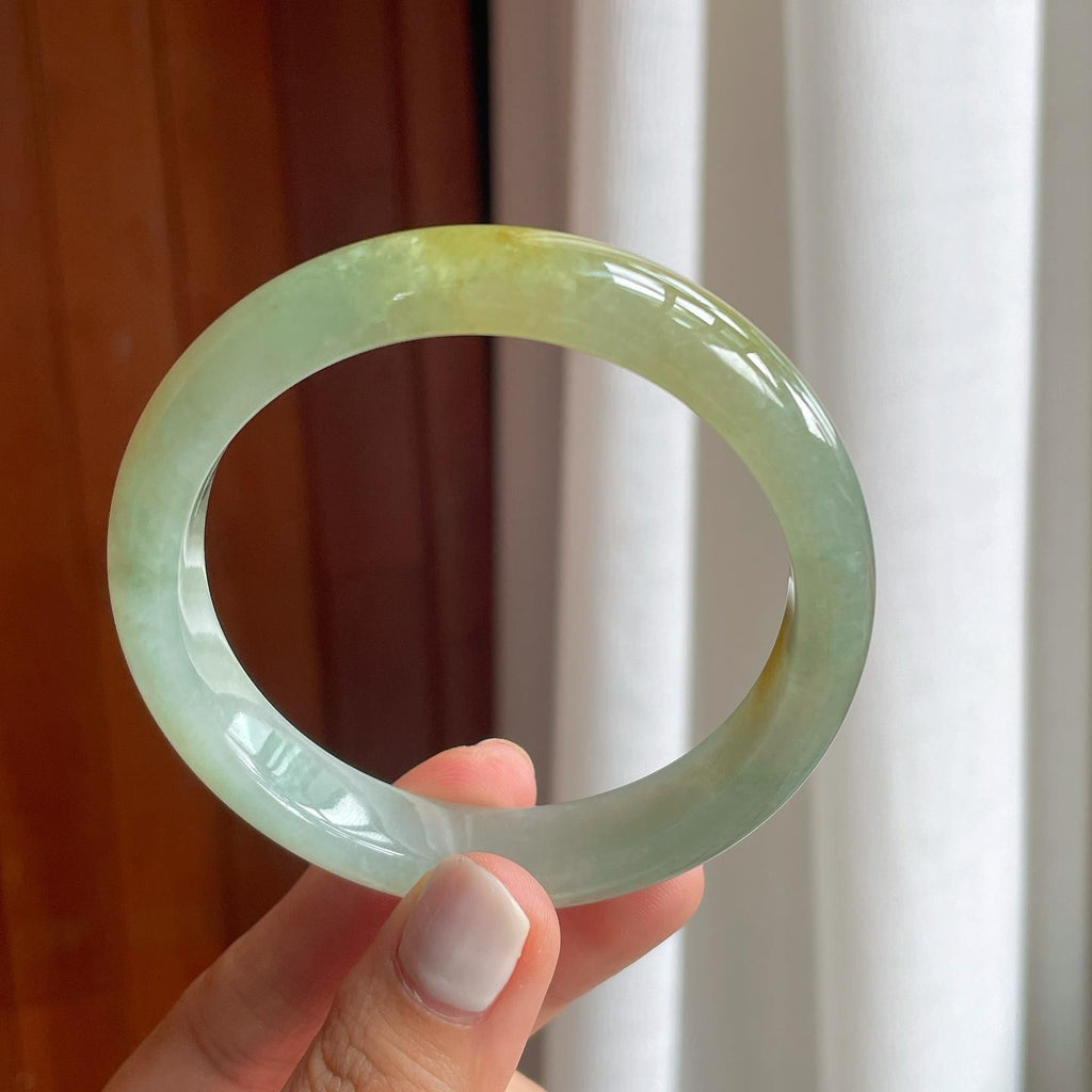 糯冰黄翡翡翠平安镯（57.8mm）（yc249158）