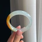 冰种黄翡翡翠平安镯（58mm）（yc380333）