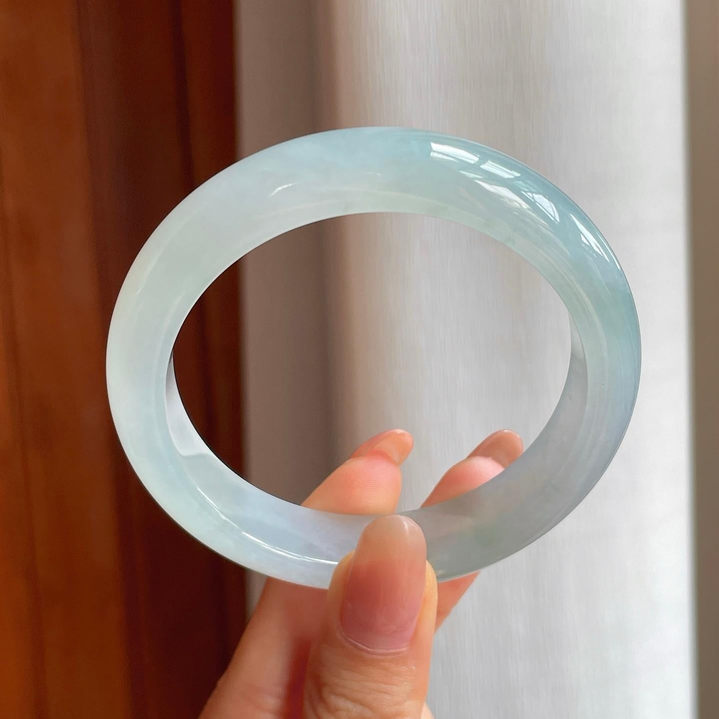 冰种晴底翡翠平安镯（56.6mm)（yc360252）