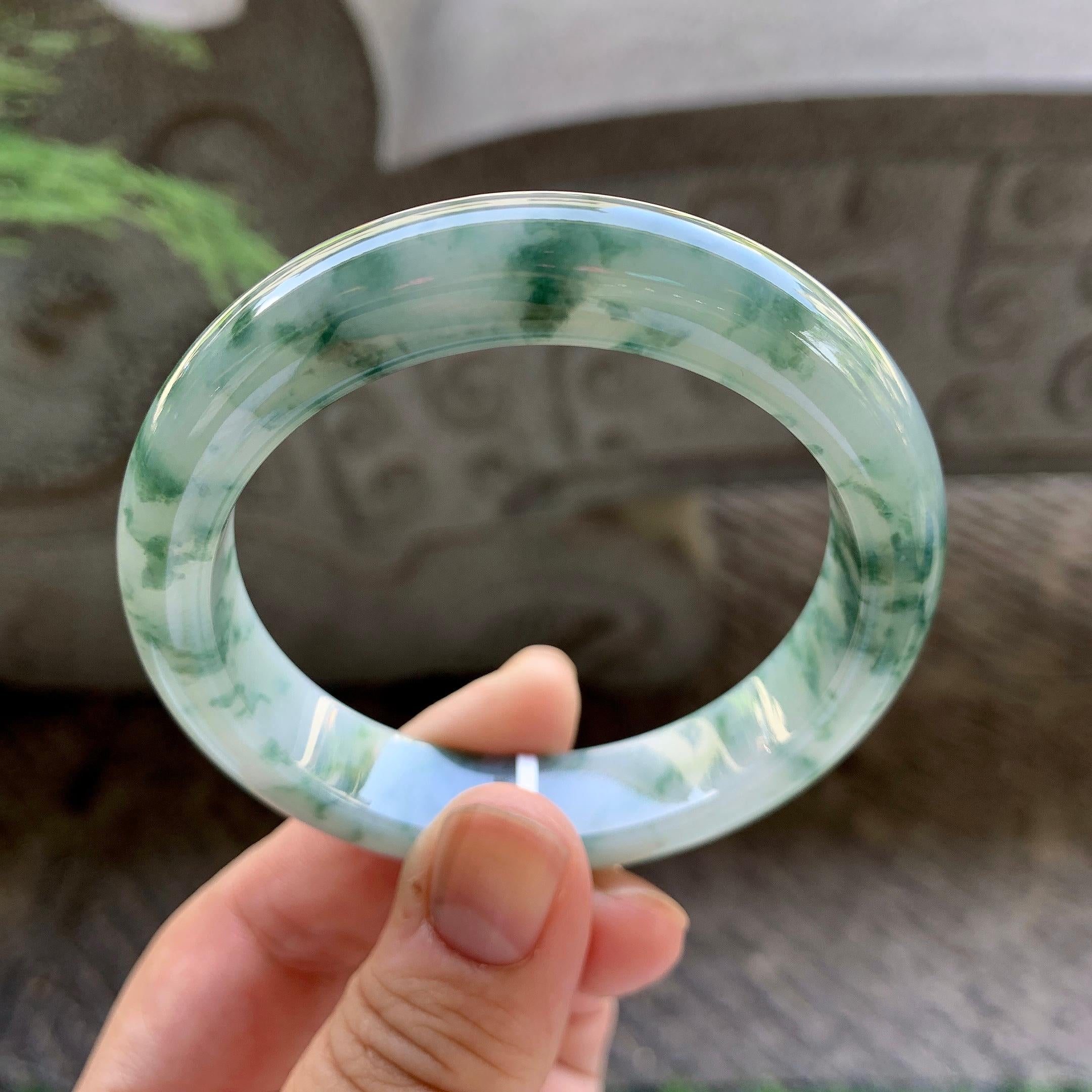 细糯种飘花平安镯（54.6mm）（yc199577）