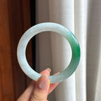 糯冰带色翡翠圆条手镯 55圈（yc426435）
