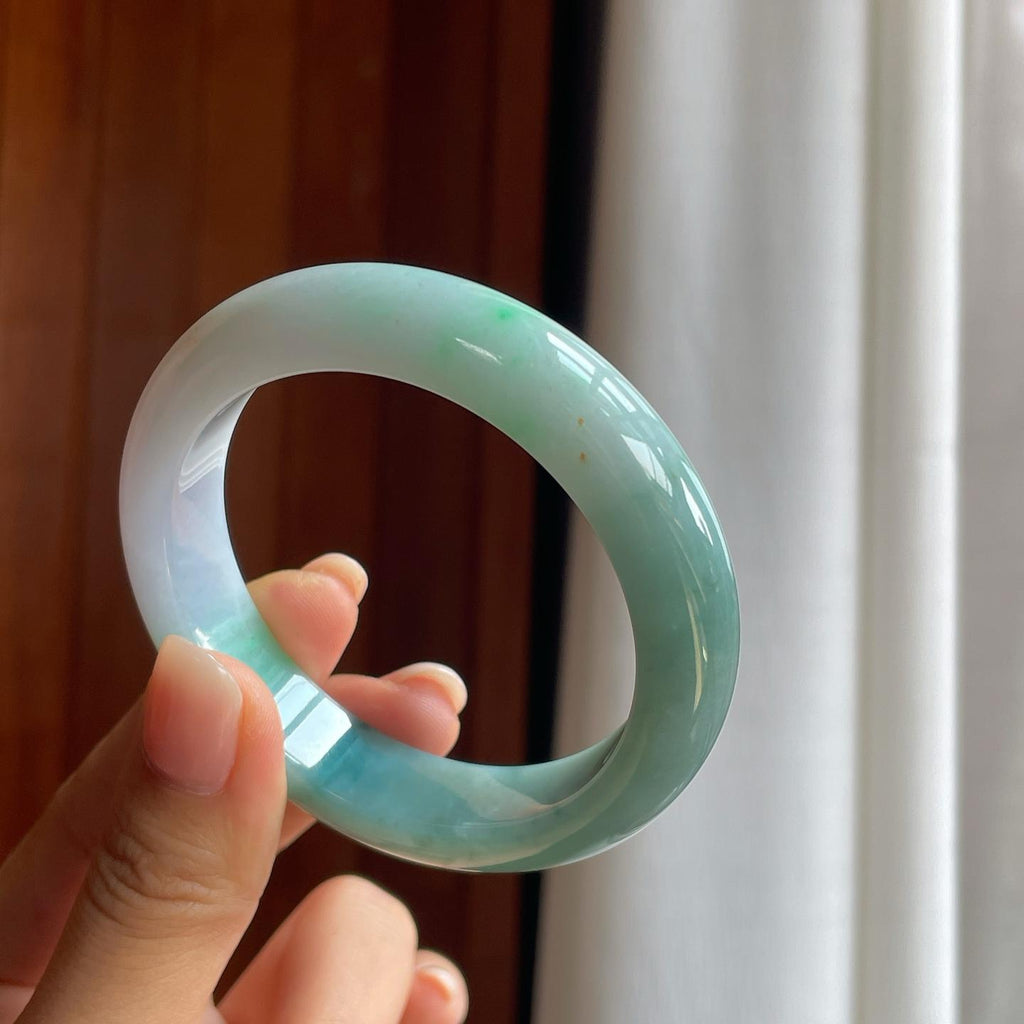 糯冰半山半水特色翡翠平安镯（54.5mm）（yc389555）