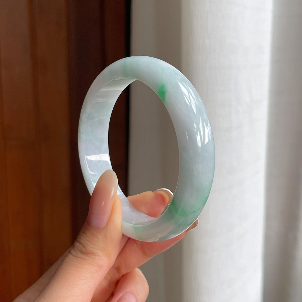 糯冰飘花翡翠平安镯（55mm)（yc413771）
