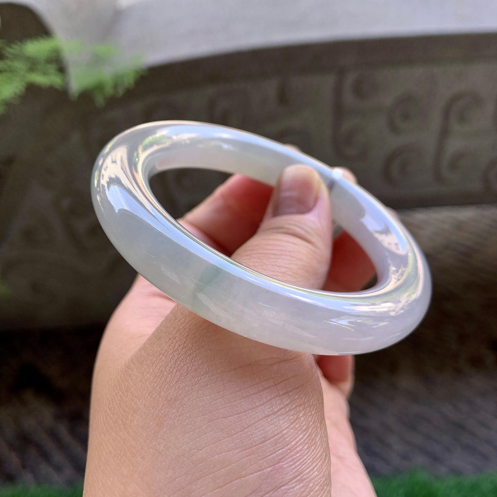 糯冰种飘花圆条手镯（56.7mm）（yc213132）