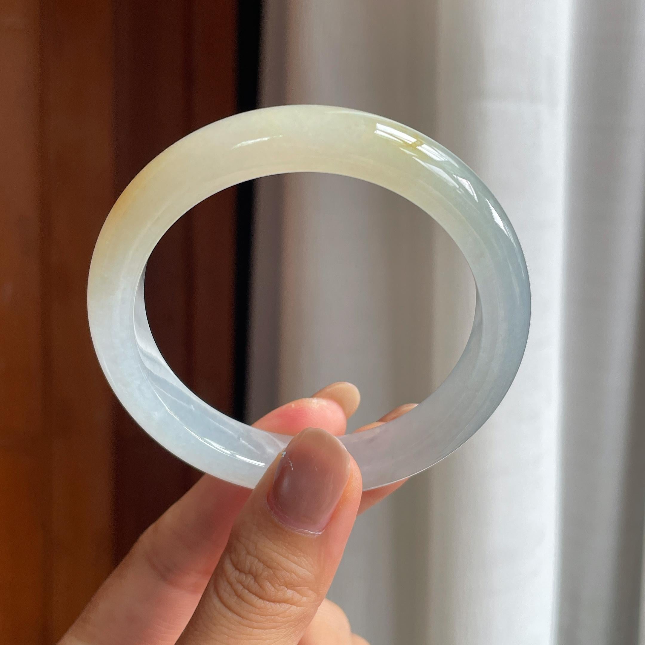 糯冰黄翡翡翠平安镯（56.5mm）（yc411293）