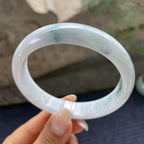 大圈口    细糯种飘花正圈平安镯61.2圈      天然缅甸A货翡翠（yc421201）