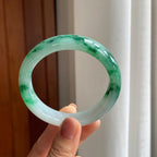 糯冰带色特色翡翠平安镯（58.5mm）（yc277387）