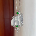 18k金钻镶冰玻种雪花棉翡翠吊坠（yc248477）