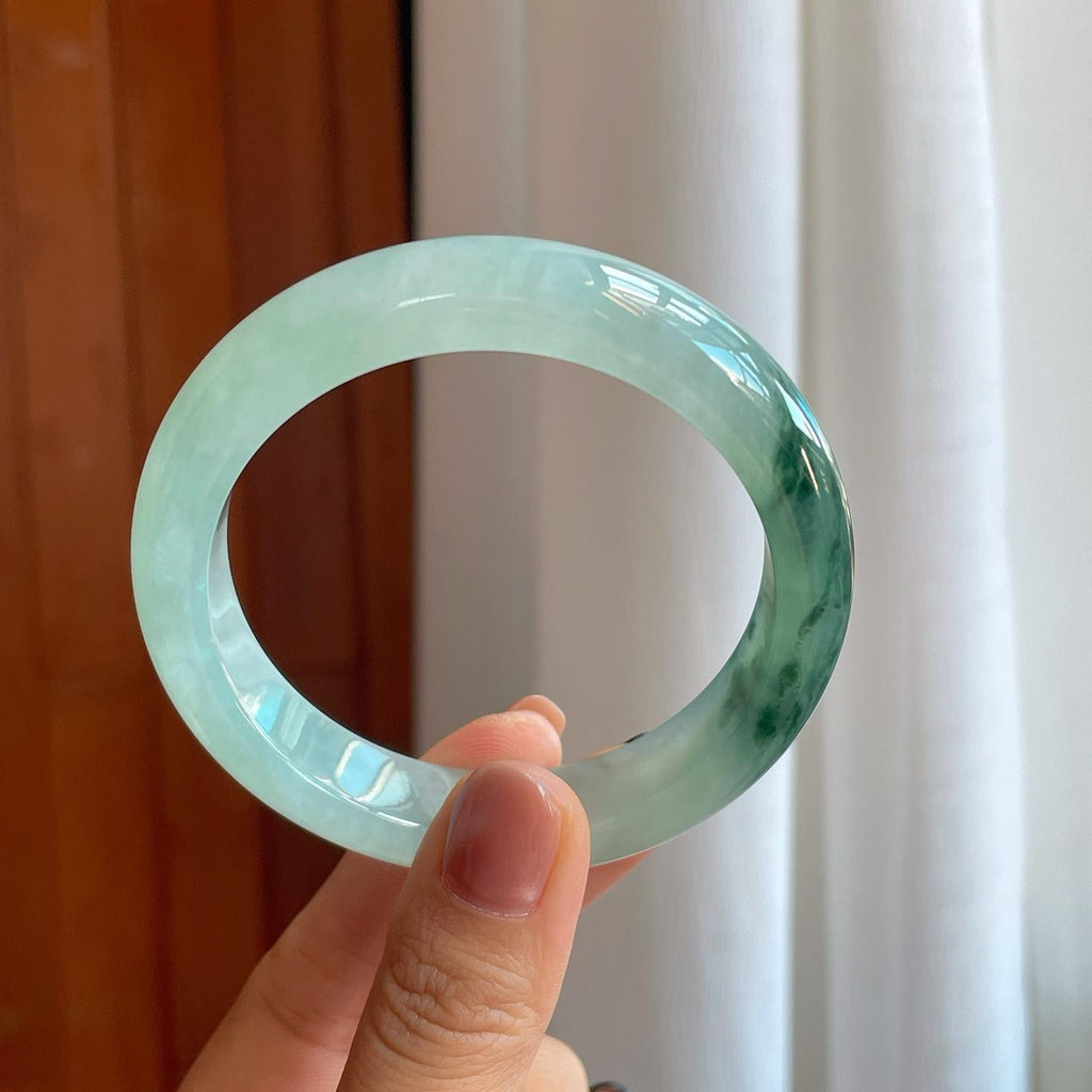 冰种飘花翡翠平安镯（58.2mm）（yc278715）