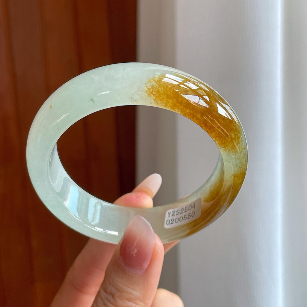 冰种带黄翡翡翠平安镯（56.5mm）（yc310607）