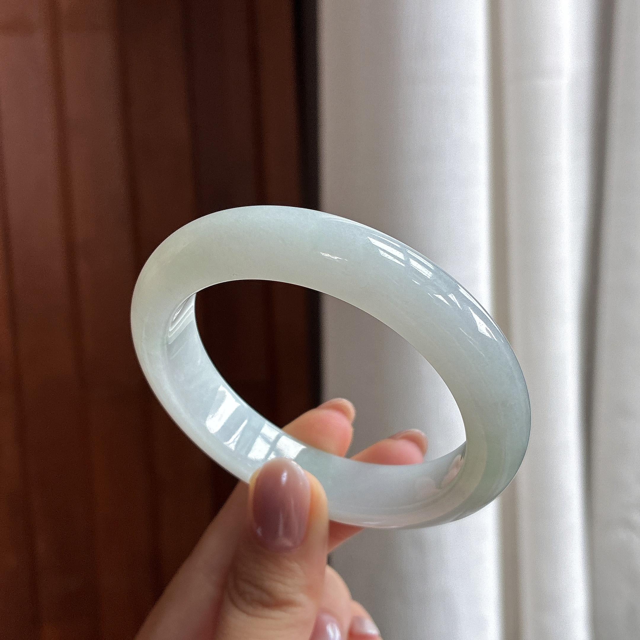糯冰飘绿正圈平安镯 54圈 天然缅甸Ａ货翡翠（yc487511）