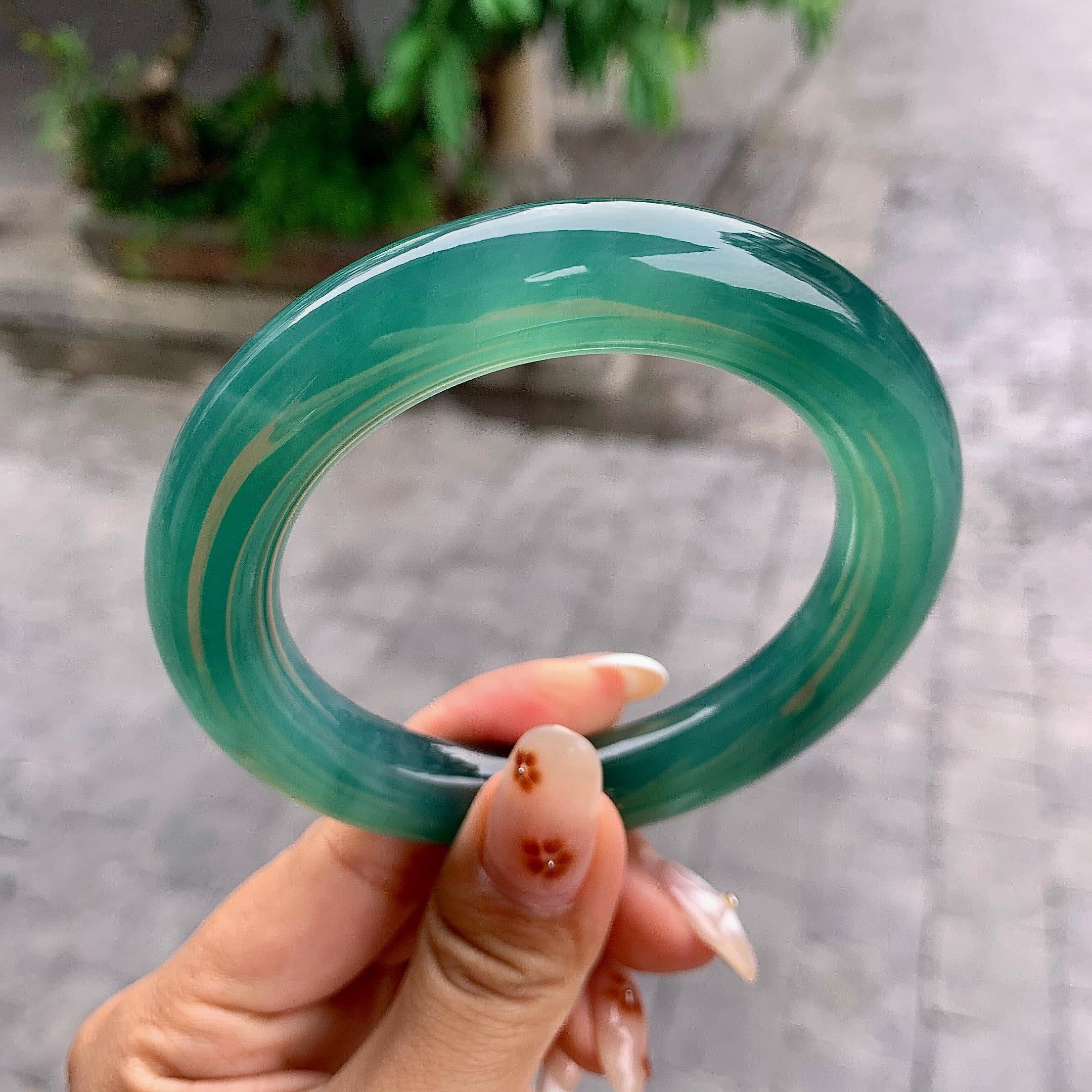 冰种蓝水圆条手镯（58.1mm）（yc255481）