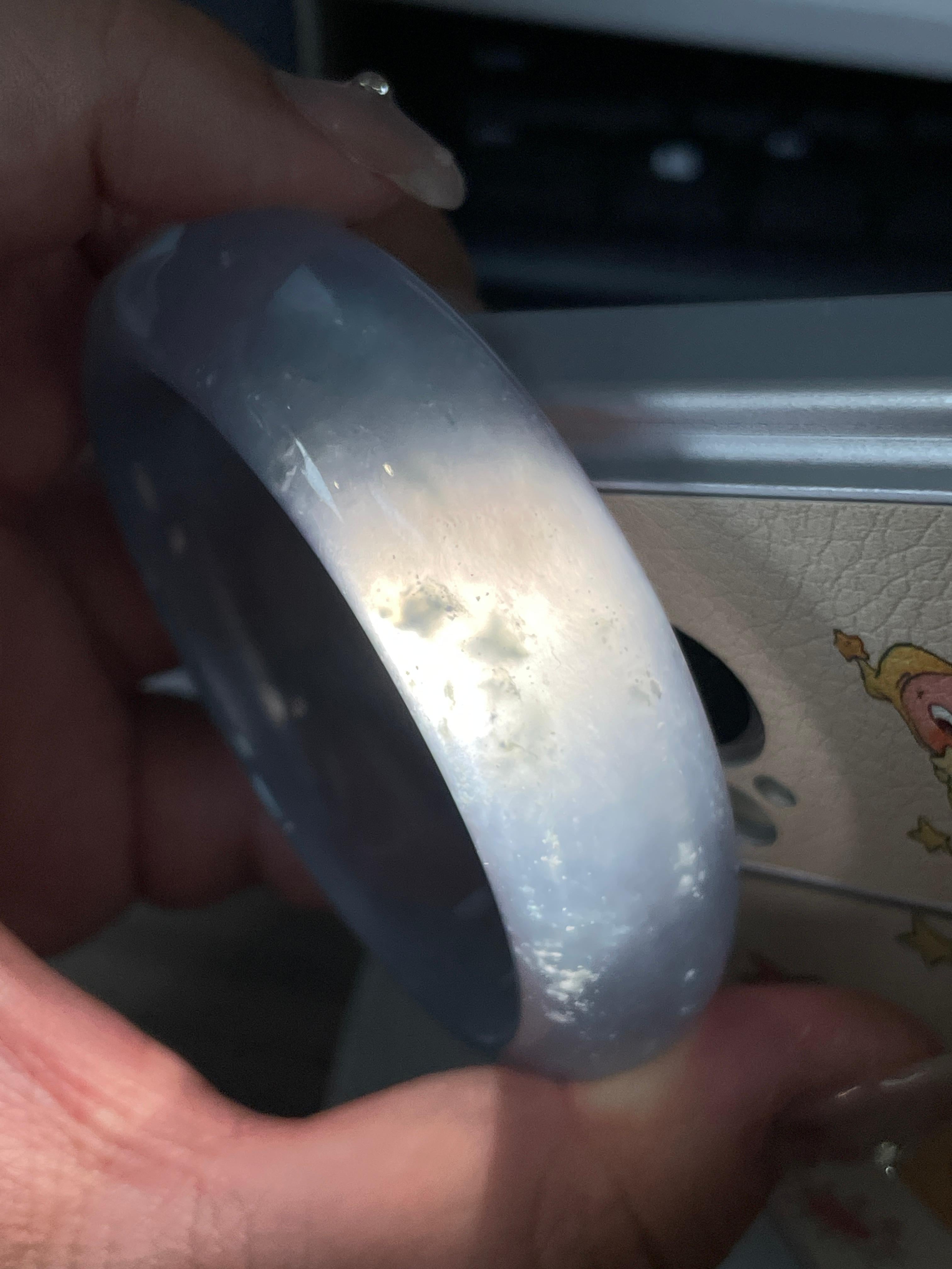 高冰种蓝底飘花宽版轮胎手镯57.8圈 天然缅甸A货翡翠（yc473153）
