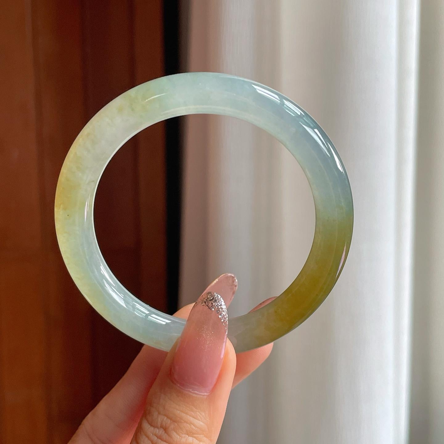 冰种黄翡圆条手镯（54.3mm）（yc361743）