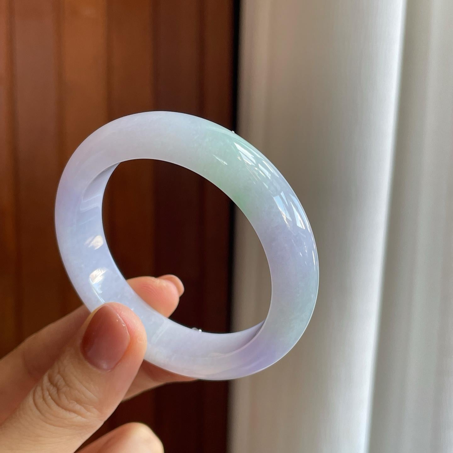 糯冰淡春彩翡翠平安镯（50.5mm）（yc276395）